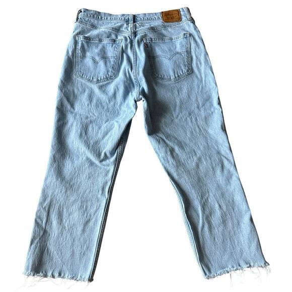 Levi’s Premium 70s High Rise Straight Denim Jeans Womens Plus 32 Raw Hem Cropped - Picture 2 of 12